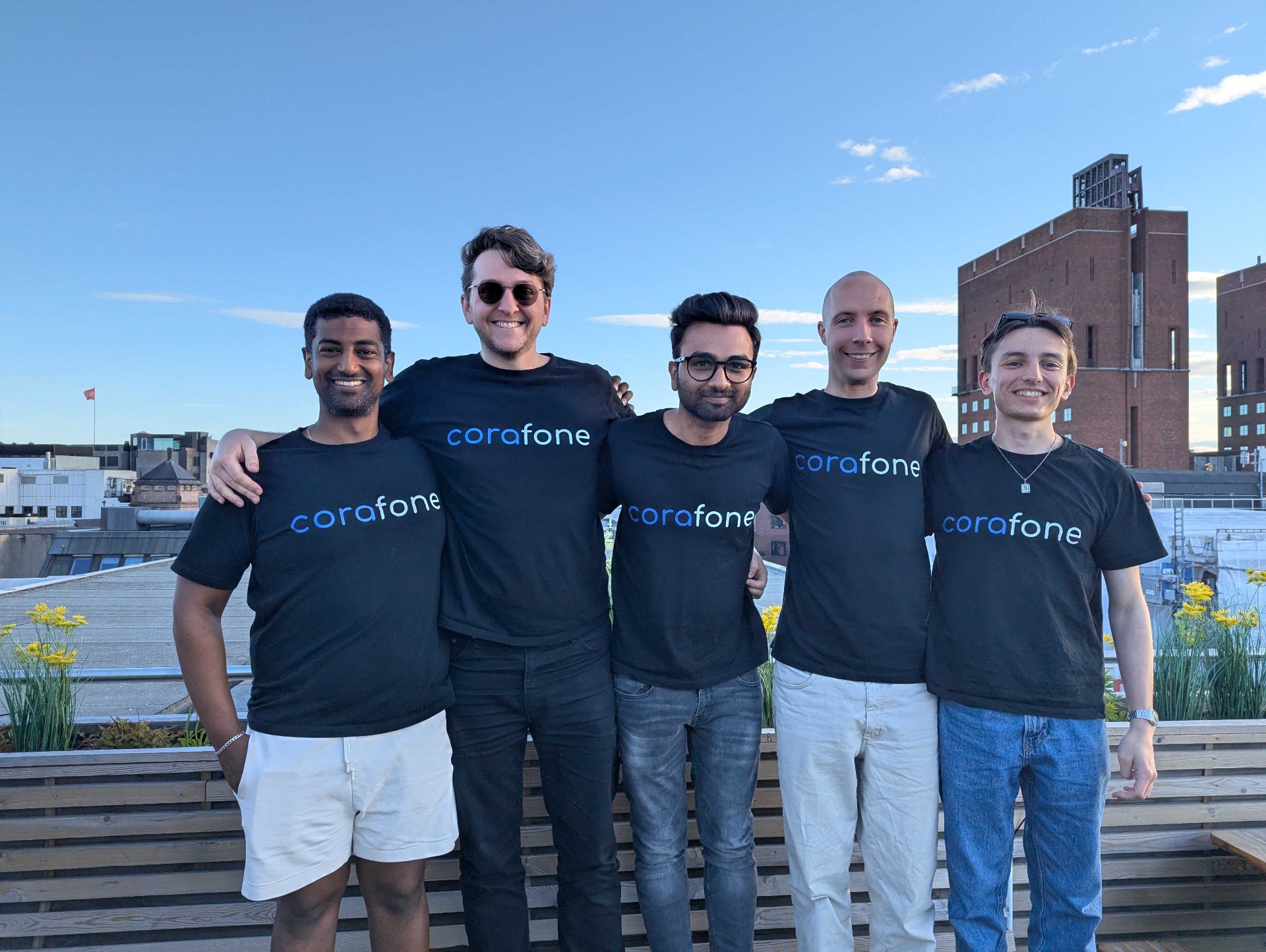 The Corafone team on the rooftop